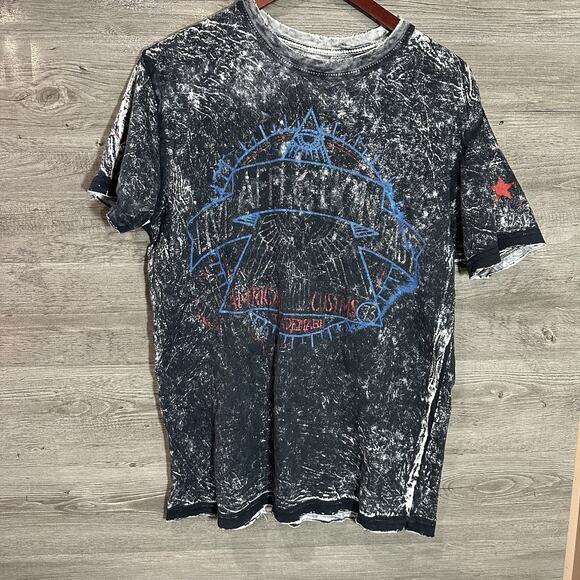 Affliction Reversible Distressed T-shirt Sz Large American Customs Motor Spirit - Picture 2 of 16